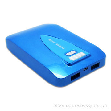 12,000mAh Dual-USB Power Bank for iPhone6/iPad/Nokia Lumia/Samsung Galaxy, 3W Flashlight